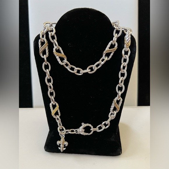 Judith Ripka Sterling Vermeil Fleur De Lis CableNecklace